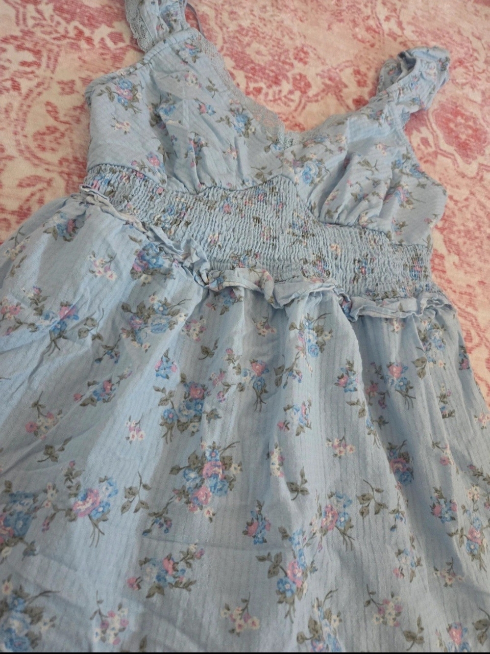 Light Blue Floral Ruffle Sundress - Picture 3 of 7